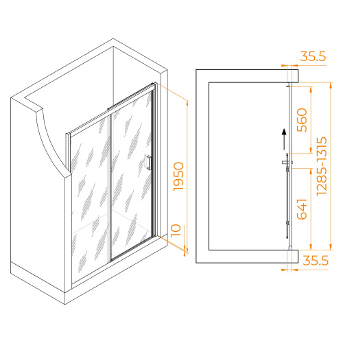 Душевая дверь RGW Passage 350801713-14 130х195 стекло прозрачное профиль черный - фото 5