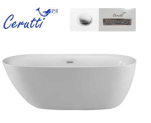 Ванна акриловая Cerutti SPA CT9901 160х75 отдельностоящая овальная с ножками - фото 4