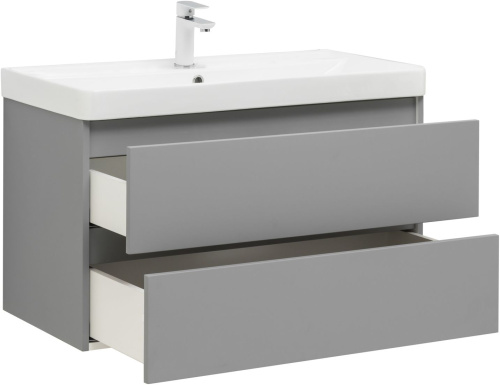 Тумба под раковину Aquanet Вега 2.0 00337962 89х46х50 подвесная цвет зеленый/серый - фото 4