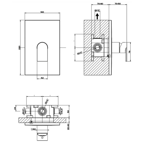 Смеситель Gessi Emporio Via manzoni 44632#299 встраиваемый в стену черный - фото 2