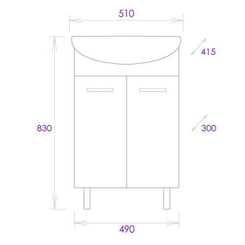 Тумба под раковину Onika Коралл 105032 49х30х68 напольная - фото 3