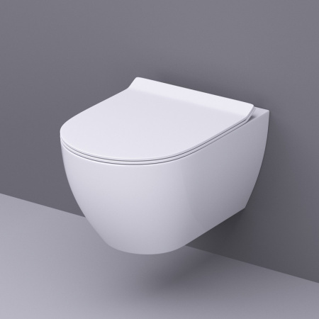 Унитаз подвесной Bond Oval F01-10 белый с сиденьем микролифт безободковый душевой смыв
