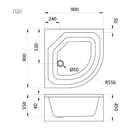 Душевой поддон Тритон Щ0000014179 90х90 акрил белый с каркасом - фото 4