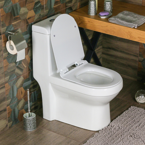 Унитаз напольный с бачком Melana 2806D-805 белый с сиденьем микролифт безободковый душевой смыв - фото 2