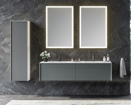 Шкаф-пенал Orka Cube 3000365 40х27х138 подвесной цвет антрацит матовый - фото 2