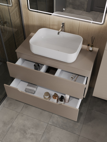 Тумба с раковиной Orange Line Li-100TuLMDF+B03-600W 101х46х68 - фото 4