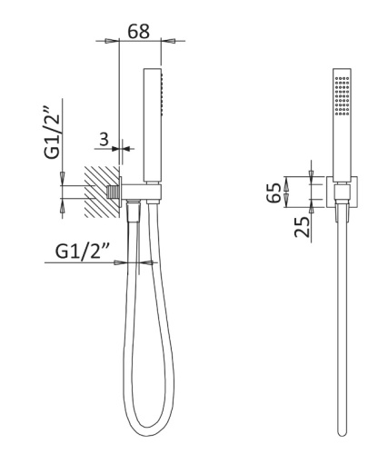 Душевой гарнитур Cezares PORTA PORTA-DEFM-01 настенный хром - фото 2