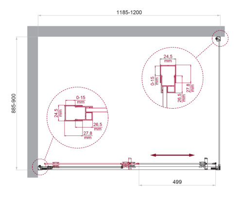 Душевой уголок BelBagno LUCE LUCE-AH-1-120/90-C-Cr 120х90 стекло прозрачное профиль хром глянцевый без поддона - фото 2