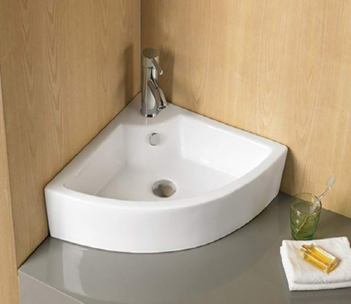 Раковина из санфаянса CeramaLux 9067B 33х33 подвесная цвет белый 1 отверстие под смеситель - фото 3