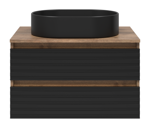 Тумба под раковину Brevita Dakota DAK-09070-19/02-2Я 70х48х43 подвесная цвет черный/коричневый - фото 2