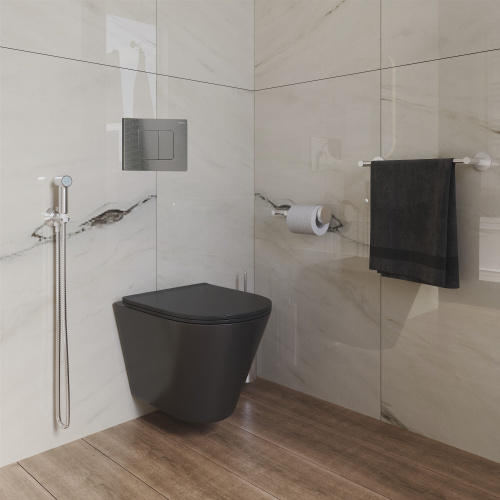 Унитаз подвесной Grossman Санфаянс GR-4477BMS черный матовый с сиденьем микролифт безободковый каскадный смыв - фото 4