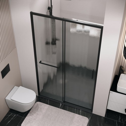Душевая дверь Grossman Style 100.K33.05.130.21.02 130х195 стекло текстурное профиль черный матовый - фото 5