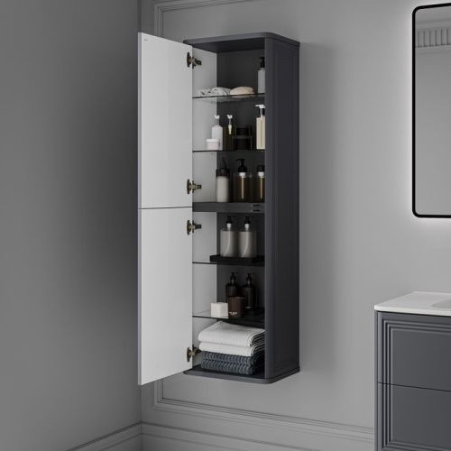 Шкаф-пенал IDDIS Oxford Neo OXN40D0i97 41х28х135 подвесной цвет темно-серый - фото 3