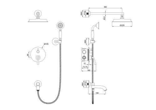 Душевая система Wonzon & Woghand Steam WW-88939008-MB встраиваемая в стену цвет черный - фото 2