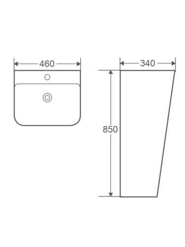 Раковина из санфаянса WeltWasser WW SK 34 см 10000005488 напольная цвет белый глянцевый 1 отверстие под смеситель - фото 2