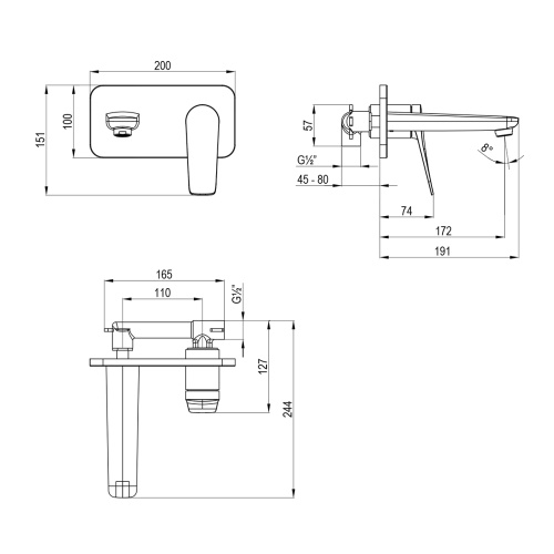 Смеситель LeMark Bronx LM3726BL настенный черный - фото 3