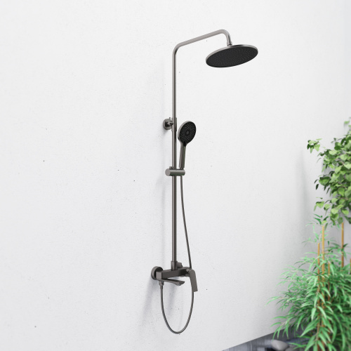 Душевая стойка Tokito Rain TOK-RAI-1017GM настенная цвет вороненая сталь - фото 4