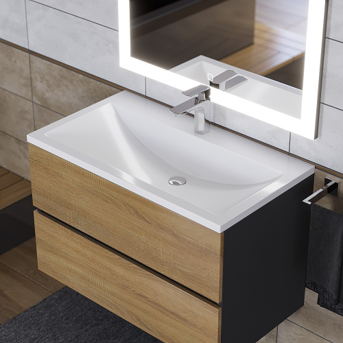 Раковина из литьевого мрамора Uperwood Self 4538341002 80х45 полувстраиваемая цвет белый - фото 5