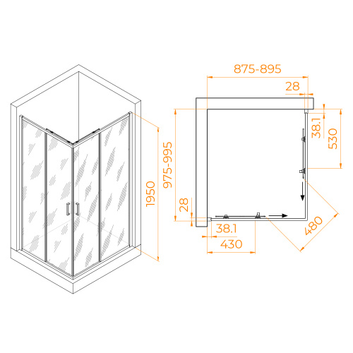 Душевой уголок RGW Passage 030824690-11 90х100 стекло прозрачное профиль хром глянцевый без поддона - фото 2