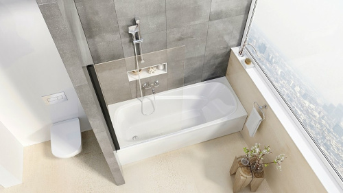 Душевая шторка на ванну Ravak 79840300Z1 80x140 стекло прозрачное профиль черный ориентация универсальная - фото 3