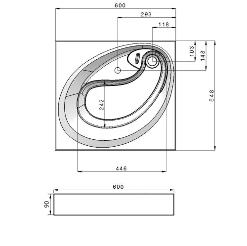 Раковина из искусственного мрамора Grossman Alvaro 1605501 60х55 подвесная цвет белый 1 отверстие под смеситель - фото 4