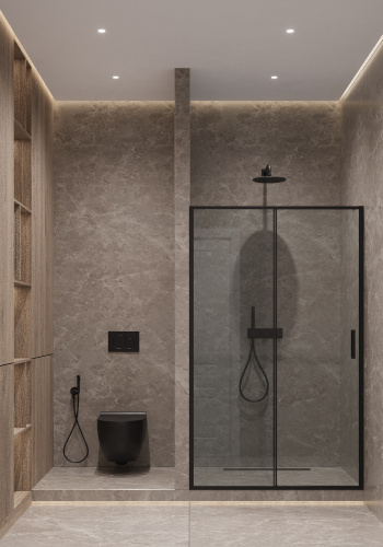 Душевая дверь Timo T04 150х195 стекло прозрачное профиль черный - фото 2