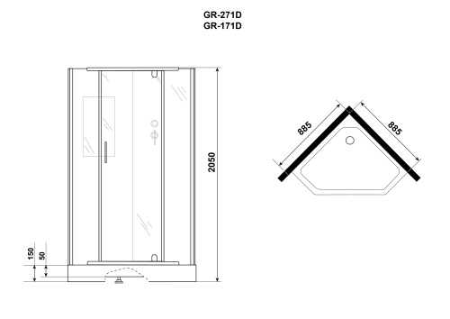 Душевая кабина Grossman Classic GR171D 90х90 трапеция без крыши ориентация универсальная - фото 4