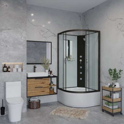 Душевая кабина Niagara Classic 67071414BKG 80х80 четверть круга без крыши ориентация универсальная - фото 3