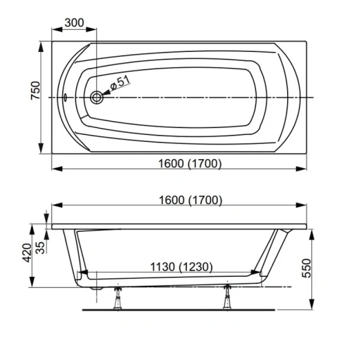 Ванна акриловая Vagnerplast Ebony VPBA160EBO2X-04 160х75 пристенная прямоугольная без каркаса - фото 2