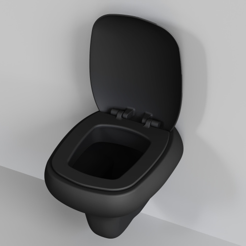 Чаша унитаза подвесная Ambassador Diamond 123T20201R цвет черный матовый без сиденья каскадный смыв - фото 5