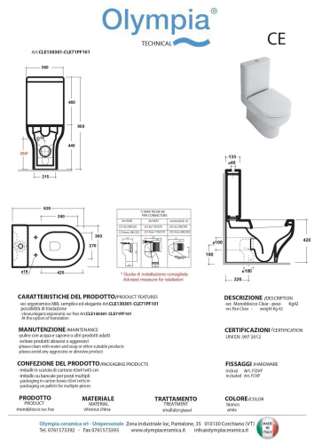 Чаша унитаза напольная Olympia Clear CLE130301 цвет белый глянцевый без сиденья и без бачка безободковая - фото 2