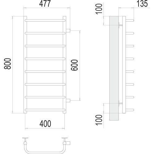 Полотенцесушитель Terminus 4670078530363 48х80 водяной хром - фото 3