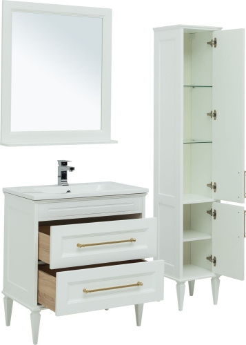 Комплект мебели: тумба с раковиной 78x47x65 + зеркало Aquanet Бостон М 00281193 напольный/подвесной цвет белый - фото 2