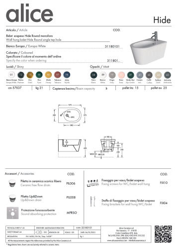 Биде Alice Hide 31180101 подвесное - фото 5