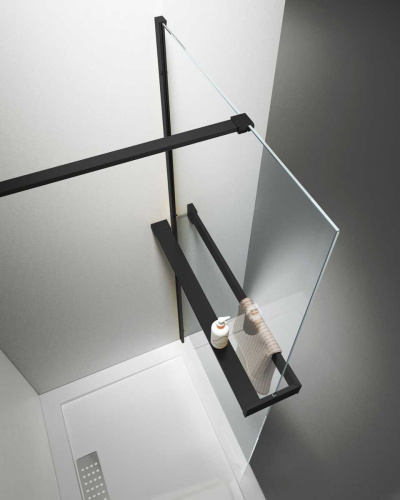 Душевая перегородка Vincea Walk in HR VSW-4HR900CLB 90х200 стекло прозрачное профиль черный матовый - фото 2