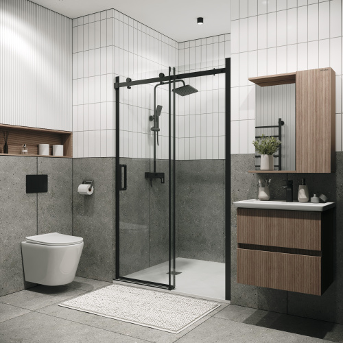 Душевая дверь Grossman Classic 100.K33.04.130.21.00 130х195 стекло прозрачное профиль черный матовый - фото 3