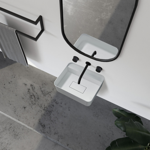 Раковина из искусственного камня Abber STEIN AS2626 50х40 подвесная цвет белый матовый без отверстий под смеситель - фото 4