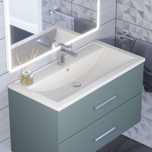 Раковина из искусственного камня Uperwood Foster Quartz 291030040 90х46 полувстраиваемая цвет белый - фото 3