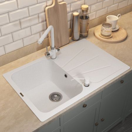 Кухонная мойка Uperwood Quartz Premium UPD-04 3910202112 80х50 цвет белый поверхность матовая