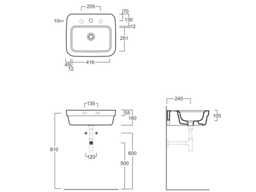 Раковина из санфаянса Simas EVO 15 bia 53х45 подвесная цвет белый - фото 3