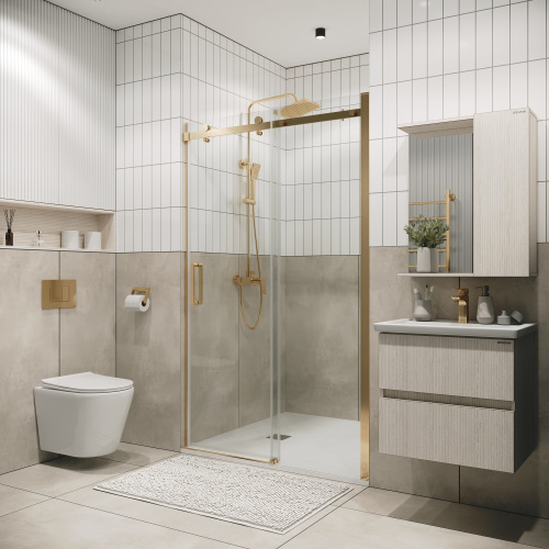 Душевая дверь Grossman Classic 100.K33.04.120.32.00 120х195 стекло прозрачное профиль золото глянцевое - фото 3