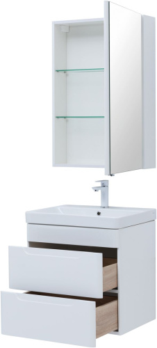 Комплект мебели: тумба с раковиной 60x46x62 + зеркало-шкаф Aquanet София 00274197 подвесной цвет белый - фото 3