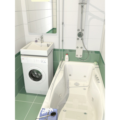 Раковина из искусственного мрамора Altasan LUX UPP50LUXs 50х55 над стиральной машиной цвет белый 1 отверстие под смеситель - фото 3