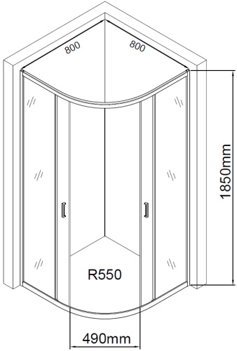 Душевой уголок Aquanet 00270062 80х80 стекло прозрачное профиль хром глянцевый без поддона - фото 3
