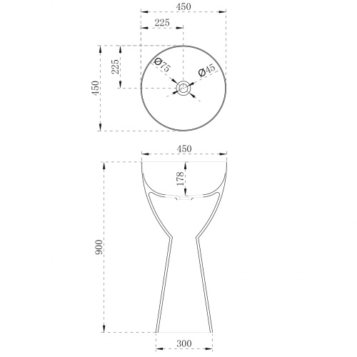 Раковина из искусственного камня Abber STEIN AS2507 45х45 напольная цвет белый матовый без отверстий под смеситель - фото 5