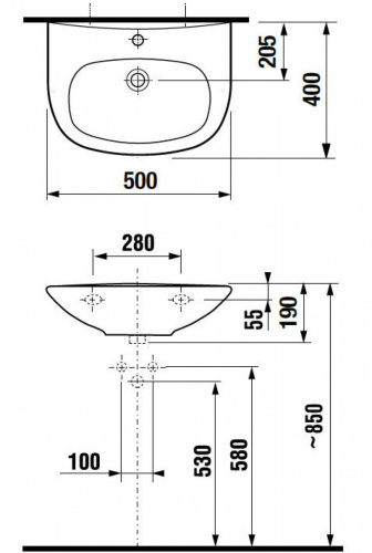 Раковина из сантехнического фарфора Jika Zeta 8103900001049 40х50 подвесная цвет белый 1 отверстие под смеситель - фото 5