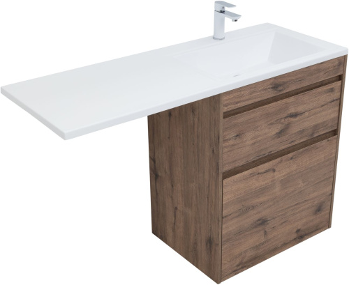 Тумба под раковину Aquanet Токио 00333652 130х48х89 напольная цвет темное дерево - фото 3