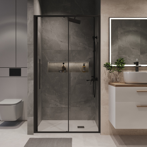 Душевая дверь Niagara Nova NG-84-14AB 140х195 стекло прозрачное профиль черный матовый - фото 4