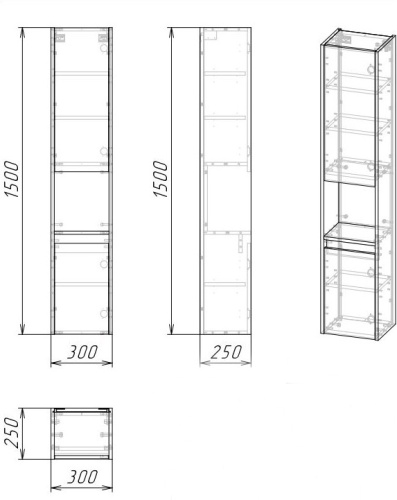 Шкаф-пенал Grossman Тенза 303008 30х25х150 подвесной цвет веллингтон - фото 4