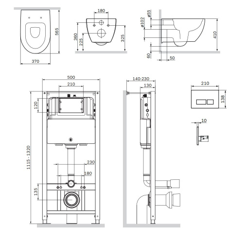 Комплект унитаз с инсталляцией с клавишей смыва Am.Pm Awe IS47001.111700 - фото 5